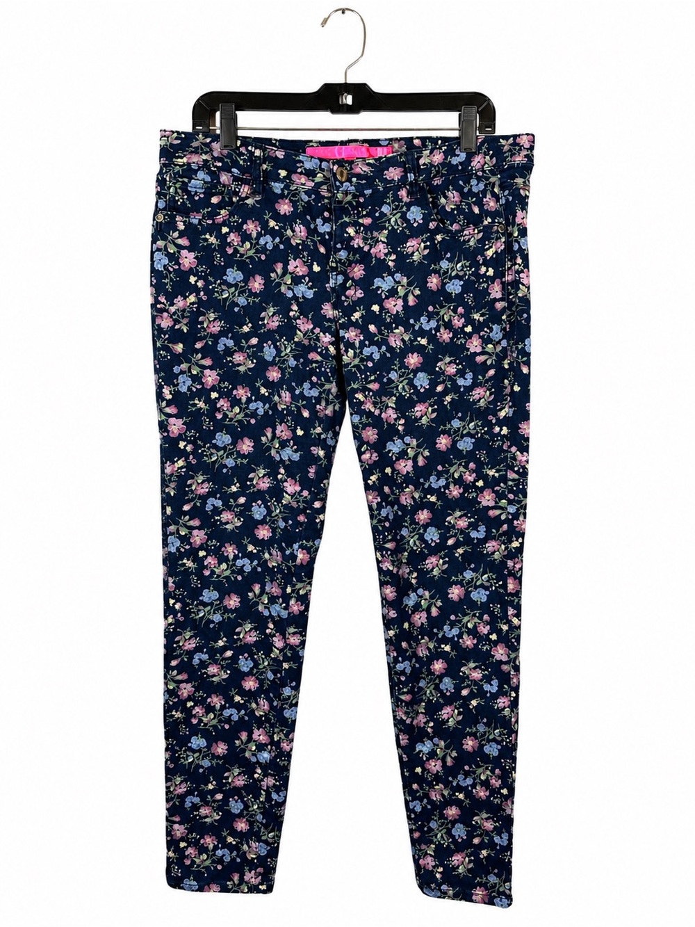 Tinseltown Denim Floral Jeans Skinny Size 11 Blue Pink Fall Layering Casual Bold